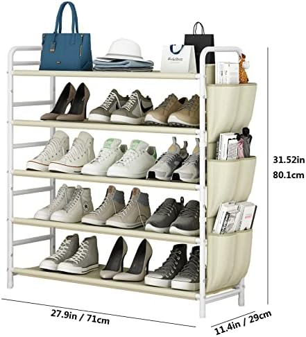 Organizador de armazenamento de sapatos suoernuo, 5 camadas de calda de metal livre de metal organizador de sapatos