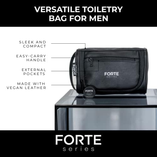 Kit dopp para homens pela série Forte | Bolsa de higiene pessoal masculina de couro vegano | Sacos de higiene pessoal resistentes