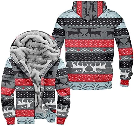 Jackets Ymosrh para Men Hoodie Capuz de impressão casual personalizada Sweater de zíper de manga comprida Casacos de algodão grossa de inverno