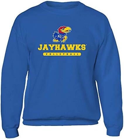 FanPrint Kansas Jayhawks Sweatshirt - Mascot - Logotipo - Vôlei
