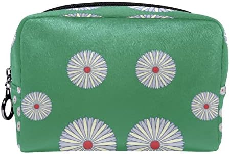 Bolsa de maquiagem tbouobt bolsa de bolsa cosmética bolsa bolsa com zíper, clrysântemo verde margarida flor