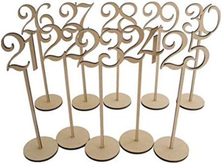 FRCOLOR 30PCS Números de tabela 1-30 Números de mesa de madeira Números de mesa de casamento com base no suporte para decoração de casa