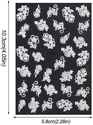 Zhenlik 1 lençóis Padrão de flores Adesivos para unhas feminina arte 5d Decalques de padrão oco meninas Meninas Auto-adesivo