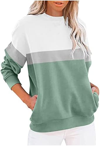 Sorto de moletom feminino FAST Moda listrada bloco de colorido Sweaters