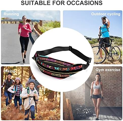 Listras coloridas Tribal Fanny Pack Pack Transmobo Crossbody Saco de cintura Cinturão ajustável para viajar ciclismo de caminhada