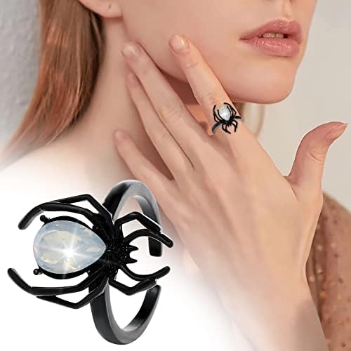 2023 Novo anel preto anel unissex retro moda metal antigo geométrico aberto indicador de dedo anel de dedo Halloween 3 anéis de dedos para mulheres