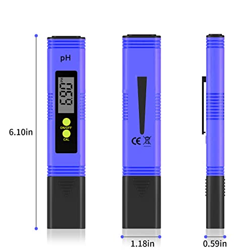 Medidor de pH relego, testador eletrônico de água com pH com 0-14 PH Medição da faixa de medição portátil 0,01 Alta
