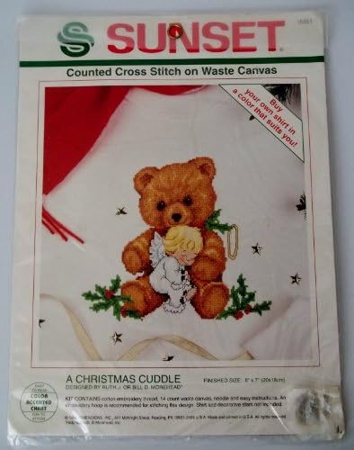 Sunset A Christmas Cuddle contou Cross Stitch on Waste Canvas Kit 18351