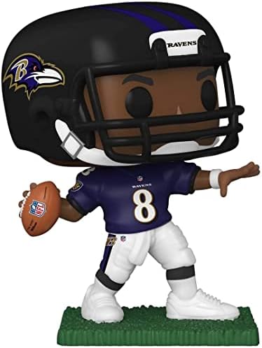 Lamar Jackson 146 Funko Pop! Futebol NFL: pacote de estatuetas de Baltimore Ravens com estação de exibição de protetor