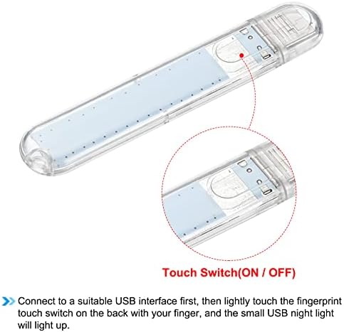 Patikil USB Night Light, 2 Pack Plug-in portátil Punto LED pequeno com 8 contas de lâmpada com sensor de toque Luz USB Luz para o banheiro Leitura de camping dormindo, branco quente