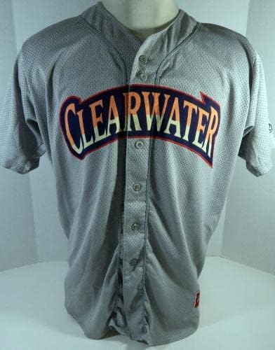 Threshers de Clearwater #15 Game usou a camisa cinza Plate Removed 46 DP13508 - Jerseys MLB usada para jogo MLB