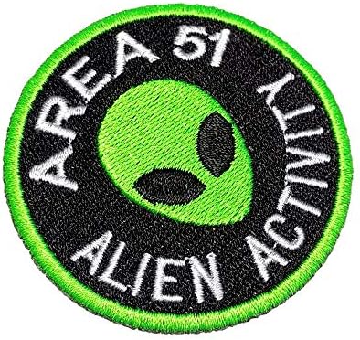 EM0134T68 ÁREA 51 Atividade alienígena ET UFO Bordado de ferro bordado ou costurar tamanho 2,54 pol.