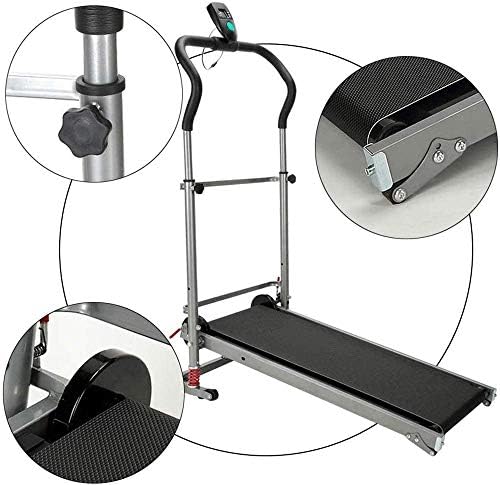 Beiake Treadmill com espaço de exibição LED Salvando apoios de braços ajustáveis, função de absorção de choque em esteira de dobragem interna para casa, escritório