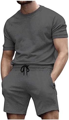T-shirt de shorts e shorts de shorts masculinos RTRDE Conjunto de roupas esportivas de 2 peças de traje de verão