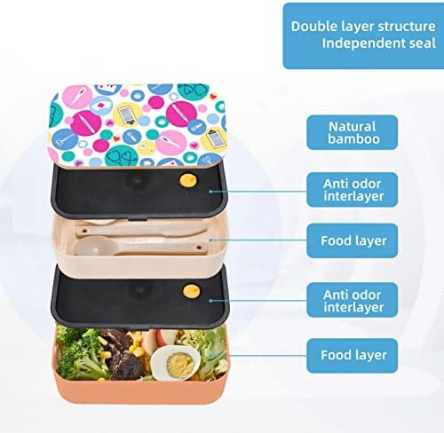 Caixa de bento de almoço de enfermeira fofa com alça ajustável atualizada, contêiner de alimentos à prova de vazamento