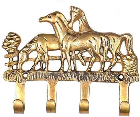 Prateleira indiana 6 ganchos de parede de embalagem para chaves | Golas de ouro Ganchos Montados com a parede para serviço