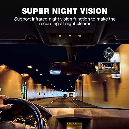 Dash Cam Driving Recorder Tela de toque de 4 polegadas, Lychee 1080p 170 ° Câmera de carro traseiro dianteiro de larga angular G-sensor Night Vision Detecção de movimento Monitoramento de estacionamento, gravação ininterrupta de loop, preto