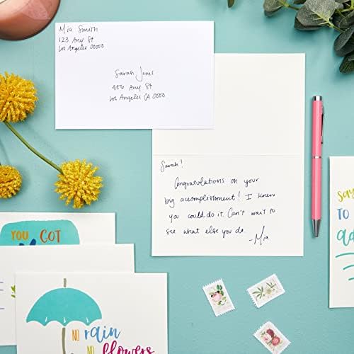 Melhores saudações em papel 48 Contagem de cartões motivacionais com citações para presentes de bondade, notas e envelopes inspirados, 4x6
