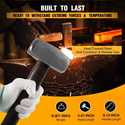 Blacksmith 3lb Handmade Forge Hammer para Farrier, Knife Maker, Ferramenta de forjamento de Blacksmith