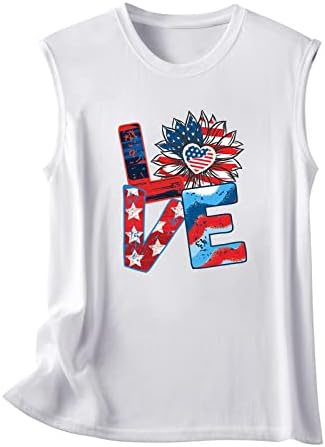 4 de julho Tampo de tanques de camisa para mulheres bandeira dos EUA Verão de verão Casual Camiseta Stars de tampas