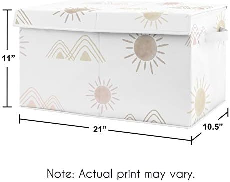 Doce JoJo Designs Boho Desert Sun Girl Small Fabric Toy Bin Storage Box Baú para viveiro de bebês ou quarto de crianças - Blush rosa Mauve Gold Taupe