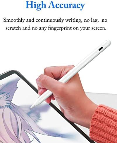 Canetas de caneta ativa para telas de toque com design magnético, lápis universal recarregável para iPad, caneta de ponto fino para iPad Pro/Air/Mini/iPhone/iOS/Android/Tablets Writing & Drawing-White