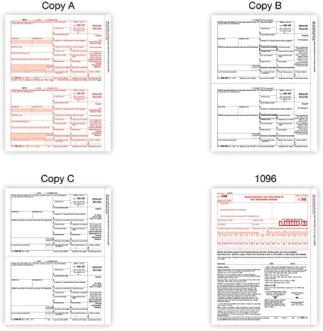 Office Depot® Brand 1099-INT Formulários de imposto e envelopes a laser, 4 partes, 2-1/2 x 11, pacote de 10 conjuntos de formulários
