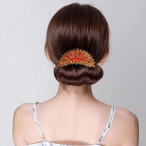 Strass incrustado flor de cabelo pente 2 pcs pinos de cabelo de pão moda moda de cabelo elegante barrette retro hairpins