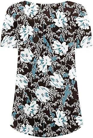 2023 camiseta para mulheres, mangas curtas da mulher tops de túnica vintage estilo étnico impressa camisetas henley contra botões de pescoço para cima