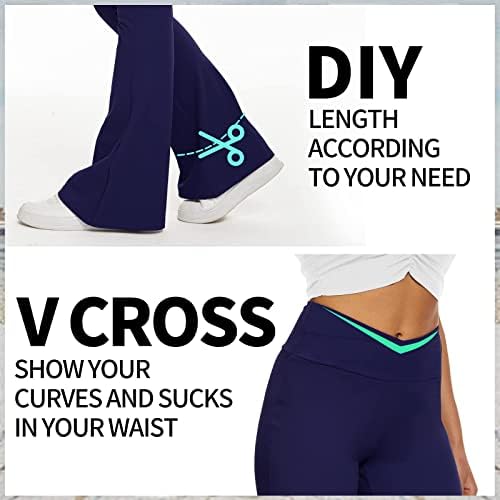 Calças de ioga Zoosixx Flare para mulheres, Bootcut High Wistide Black Crossover Leggings