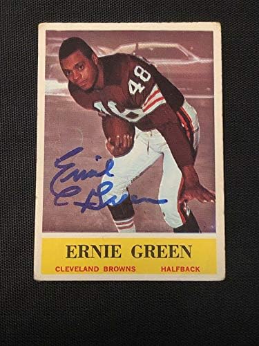 Ernie Green 1964 Philadelphia Rookie assinado Cartão autografado #35 Browns - Cartões de estreia autografados de futebol cortados