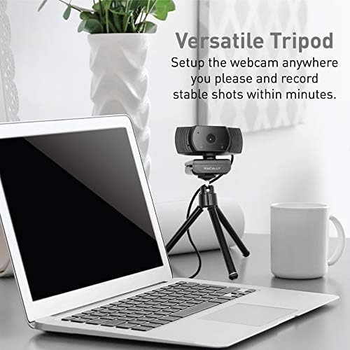 Macally 1080p Webcam com microfone - Fique conectado virtualmente - 120 ° Câmera de computador USB de 120 ° HD 30fps para desktop