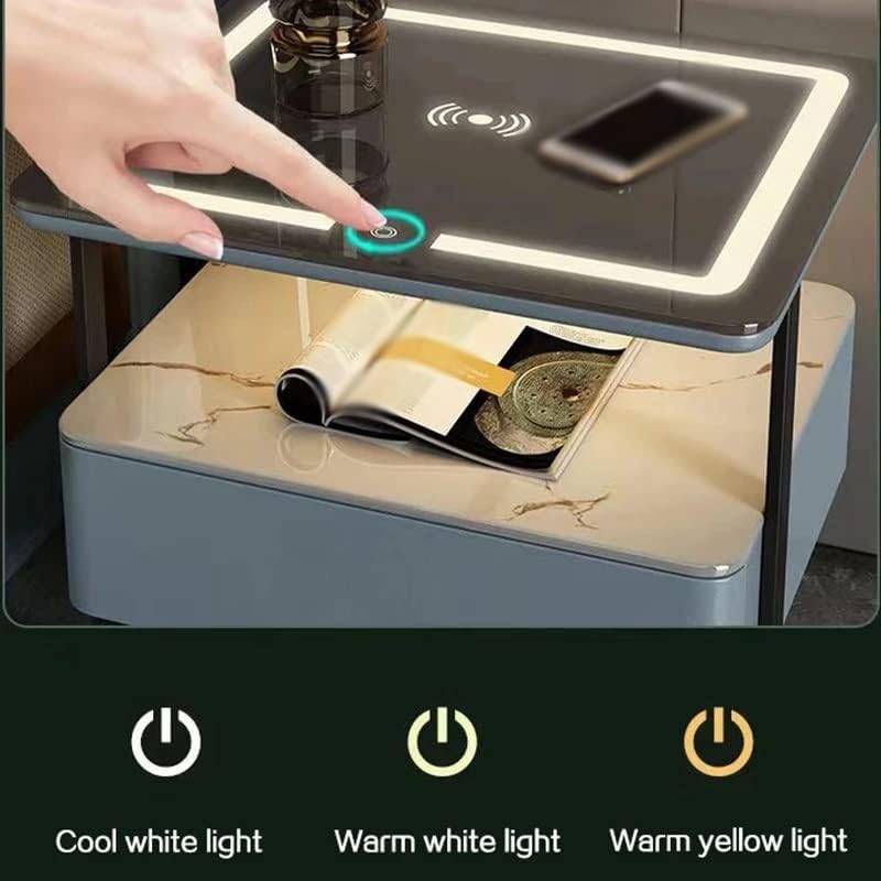 N/A Lampe Chevet MultifonCectionle Casier Recharge Lumière Chambre Coucher Tabels Chevet Intelligentes