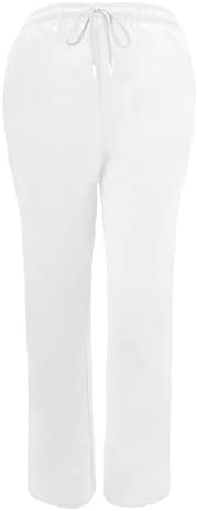 Sentmoon Womens Troushers Linho de algodão Cantura elástica da cintura larga perna larga fluida Fit Fit Long Casual Pants for Women