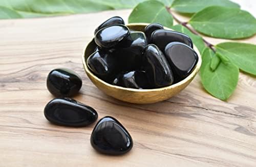 AASHITA CREATIONS BLACK Obsidian Tumble Stone Raw Rough Stones para cura de reiki e cura de cristal Pacote de pedras de 100