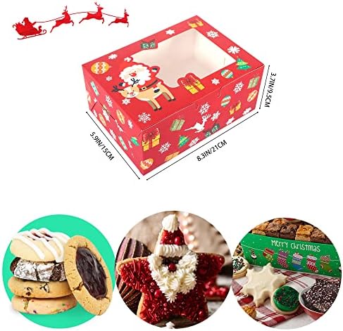 Caixas de biscoito de Natal do Sunseeke 24pcs 8.3 x 6 x 3,7 caixas brancas com janela, caixas de biscoito, mini caixas de bolo, sobremesa, massa, pequenas caixas de tratamento