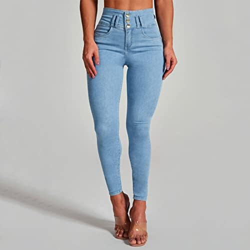 Jeans skinny de mulher casual calça jeans de jeans com bolsos Athletic Plus Size Troushers Pockets clássicos jeans jeans de jeans