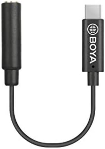 Cabo de áudio Boya 3,5 mm TRRS fêmea para Android Tipo C para smartphone Samsung Galaxy Wirless Wireless Lavalier Microfone conectado