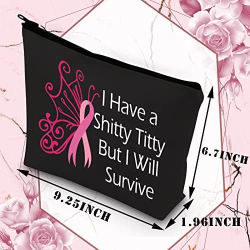BDPWSS Breast Conscientize Saco de Maquiagem para Mulheres Câncer Suporte Gift Câncer de Mama Presente Eu tenho uma Pedra de Merda,