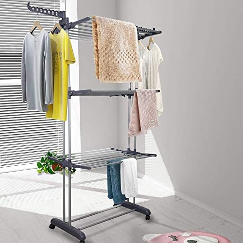 Rack de secagem de roupas YouUD com bandejas retráteis, prateleiras dobráveis, rolando e base com rodízios, secador