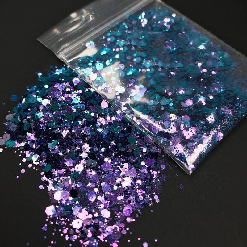 50g Mix Glitter Hex Glitter - Coloque de Nail Art CHAMELON 12 Color Glitter para acrílico e gel, Chameleon05