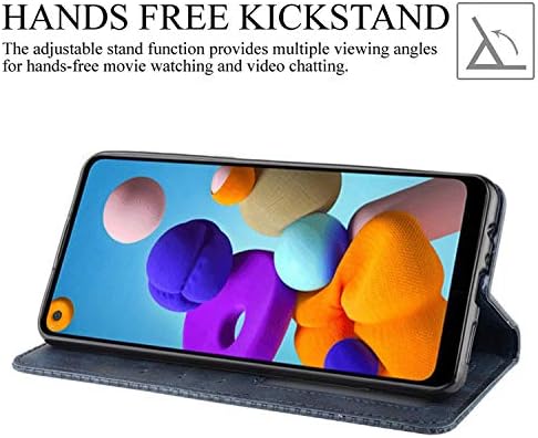 Hualubro Samsung Galaxy A21 Caixa, Capa de capa de carteira à prova de choque em couro PU retro PU com suporte para caça -níqueis e fechamento magnético para a capa de telefone da Samsung Galaxy A21
