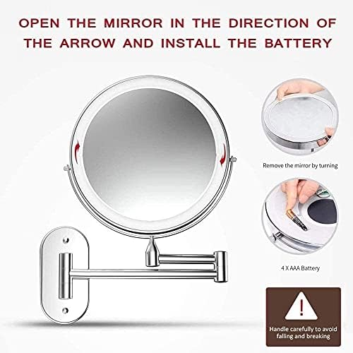 Iluminar a vida e o espelho de maquiagem montado na parede Touch SN SN Ajustável Luz de dupla face 1x/10x espelho de vaidade