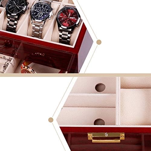 XJJZS Caixa de relógio de madeira da caixa de manobras de manobra e gaveta do organizador de armazenamento de caixa de jóias