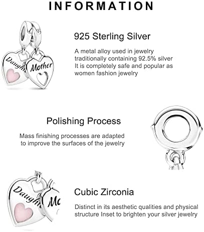 Jóias Panwob Love Heart Sister Charms for Women Bracelets colares em 925 Sterling Silver, Dia das Mães Aniversário Presentes de Natal