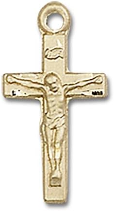 Jóias de Bonyak 14kt Crucifixo de ouro amarelo 5/8 x 1/4 polegadas