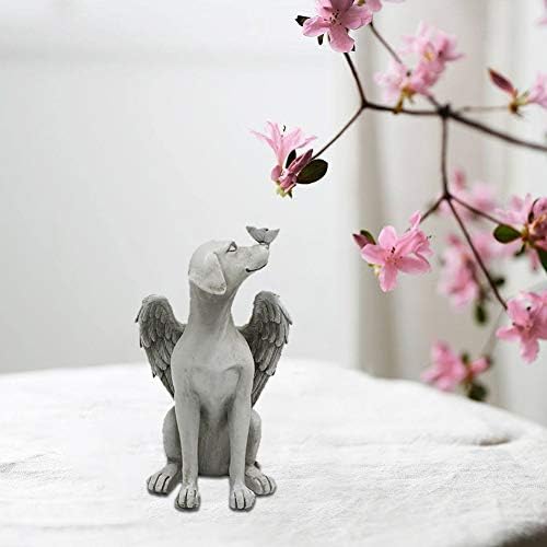 Lkerejol Angel Dog Memorial estátua, pedras memoriais de cães, ornamento de cães para cães de resina de jardim de 8 polegadas,