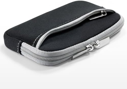Caixa de ondas de caixa compatível com LG Fortune 3 - SoftSuit com bolso, bolsa macia neoprene capa com zíper do bolso para LG Fortune 3 - Jet preto com acabamento cinza