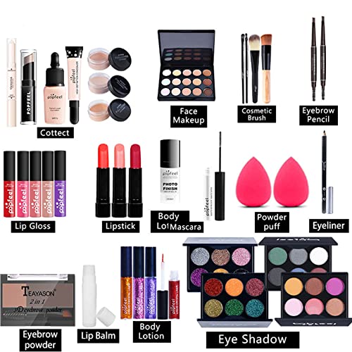 Joyeee Professional Makeup Kit para Women Full Kit, kit de maquiagem de maquiagem com saco de maquiagem Incluir escovas de maquiagem da paleta de sombras Definir Lipstick Lip Gloss Foundation