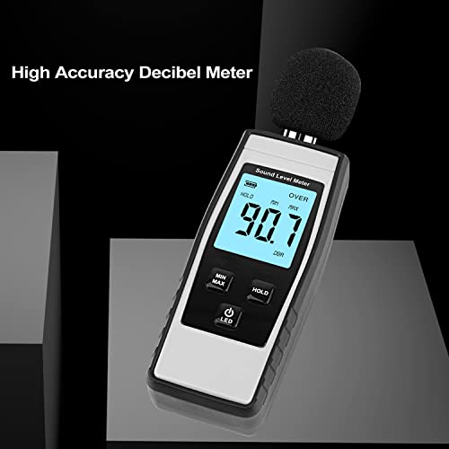 Medidor de decibel xinjiayi, medidor SPL portátil, medidor de ruído digital, alcance de 30-130 dB de metro, testador de monitoramento